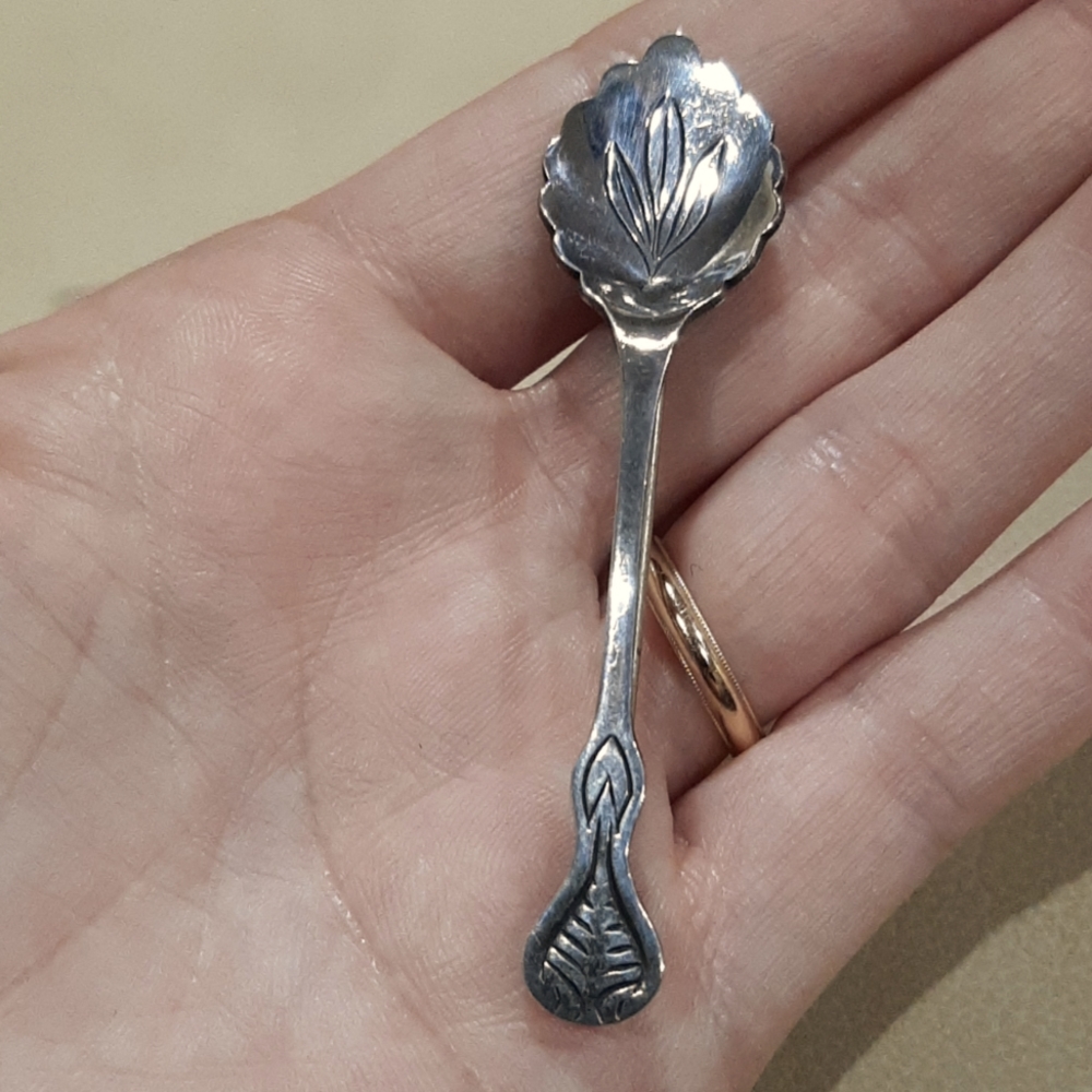 Vintage sterling silver salt spoon brooch